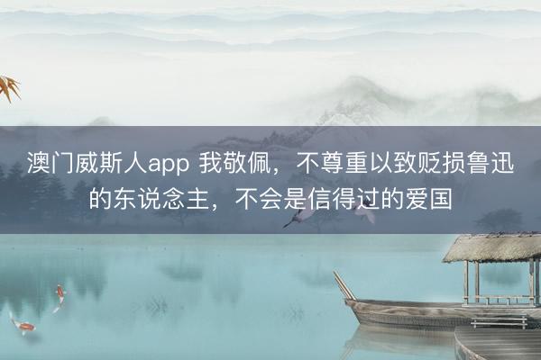 澳门威斯人app 我敬佩，不尊重以致贬损鲁迅的东说念主，不会是信得过的爱国