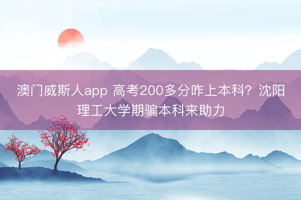 澳门威斯人app 高考200多分咋上本科？沈阳理工大学期骗本科来助力