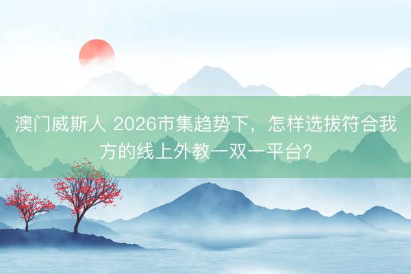 澳门威斯人 2026市集趋势下，怎样选拔符合我方的线上外教一双一平台？
