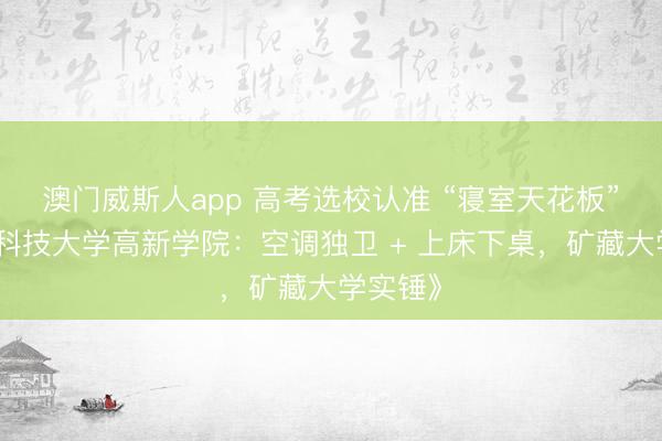 澳门威斯人app 高考选校认准 “寝室天花板”!西安科技大学高新学院:空调独卫 + 上床下桌,矿藏大学实锤》
