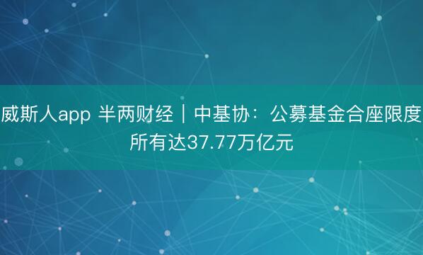 威斯人app 半两财经｜中基协：公募基金合座限度所有达37.77万亿元
